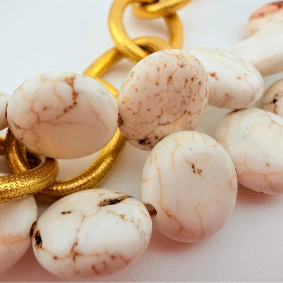 Susan Shaw Mixed Metal Coin Multi-Strand White Turquoise Coin Necklace - Picture 4 of 9